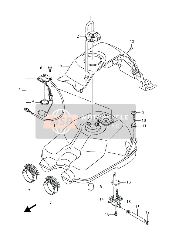 Suzuki LT-A400F(Z) KINGQUAD ASi 4x4 2015 Depósito de combustible para un 2015 Suzuki LT-A400F(Z) KINGQUAD ASi 4x4