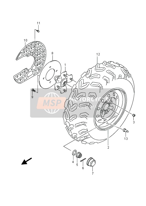 Suzuki LT-A400F(Z) KINGQUAD ASi 4x4 2015 Rueda delantera (LT-A400F) para un 2015 Suzuki LT-A400F(Z) KINGQUAD ASi 4x4