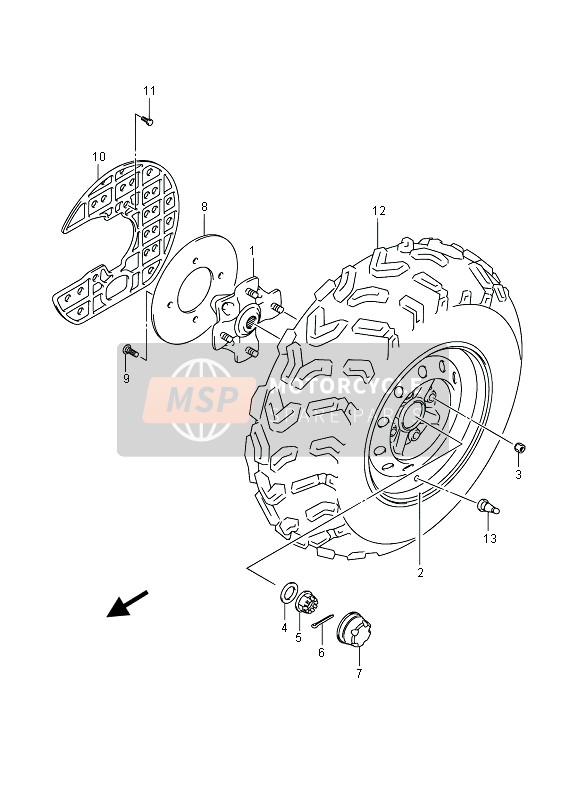 Suzuki LT-A400F(Z) KINGQUAD ASi 4x4 2015 Ruota anteriore (LT-A400FZ) per un 2015 Suzuki LT-A400F(Z) KINGQUAD ASi 4x4