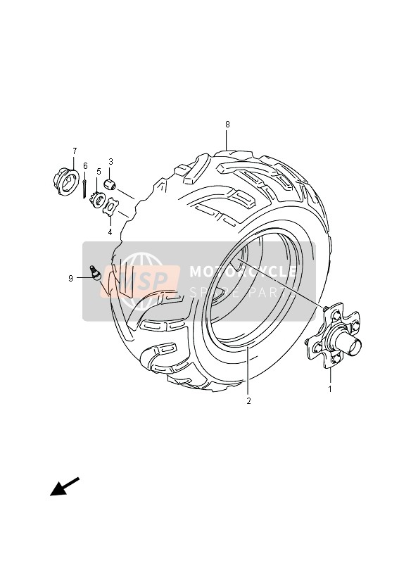 Suzuki LT-A750XV(Z) KINGQUAD AXi 4X4 2015 RH Rear Wheel for a 2015 Suzuki LT-A750XV(Z) KINGQUAD AXi 4X4