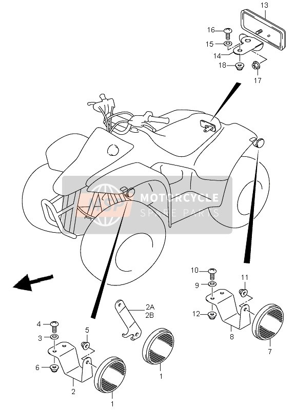 Suzuki LT-A50 QUADMASTER 2002 Reflector Assembly (P28) for a 2002 Suzuki LT-A50 QUADMASTER