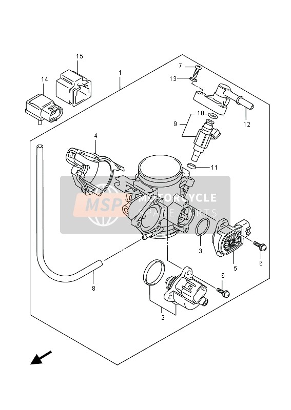 Suzuki LT-A750XP(Z) KINGQUAD AXi 4x4 2015 Gasklephuis voor een 2015 Suzuki LT-A750XP(Z) KINGQUAD AXi 4x4