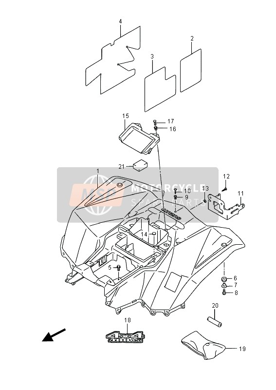 Suzuki LT-A400F KINGQUAD ASi 4X4 2016 Garde-boue arrière pour un 2016 Suzuki LT-A400F KINGQUAD ASi 4X4