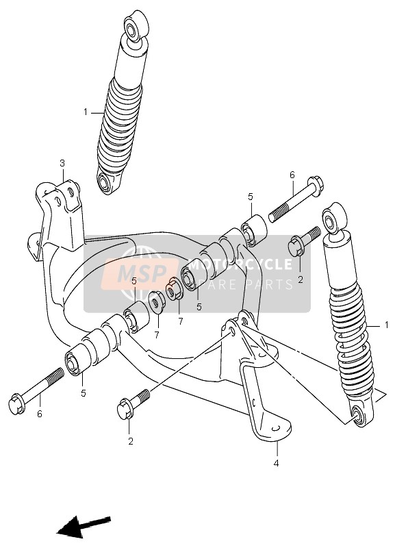 Suzuki LT-A50 QUADMASTER 2002 Bras de suspension pour un 2002 Suzuki LT-A50 QUADMASTER