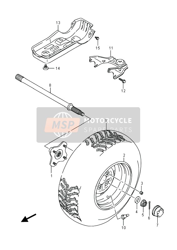 Suzuki LT-A400F KINGQUAD ASi 4X4 2016 LH Rear Wheel for a 2016 Suzuki LT-A400F KINGQUAD ASi 4X4