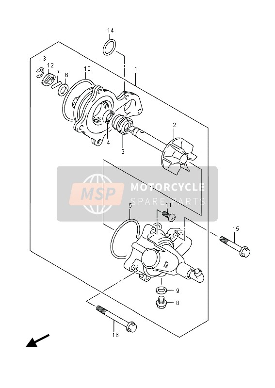 Suzuki LT-A500X KINGQUAD AXi 4X4 2016 WASSERPUMPE für ein 2016 Suzuki LT-A500X KINGQUAD AXi 4X4