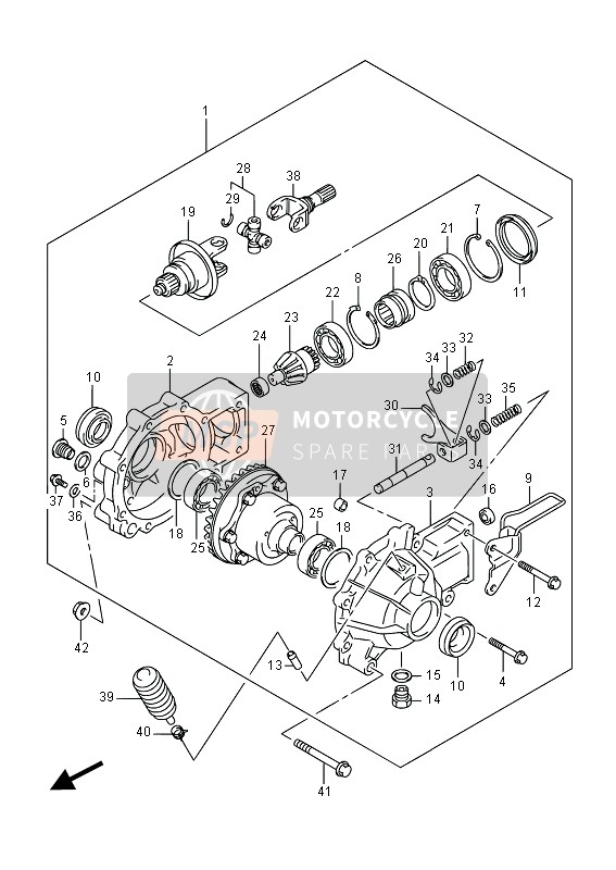 Suzuki LT-F400F KINGQUAD FSi 4X4 2016 Engranaje cónico final (Frente) para un 2016 Suzuki LT-F400F KINGQUAD FSi 4X4