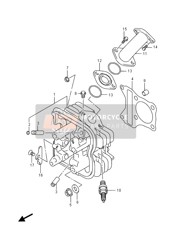 Suzuki LT-Z90 QUADSPORT 2016 Cylinder Head for a 2016 Suzuki LT-Z90 QUADSPORT