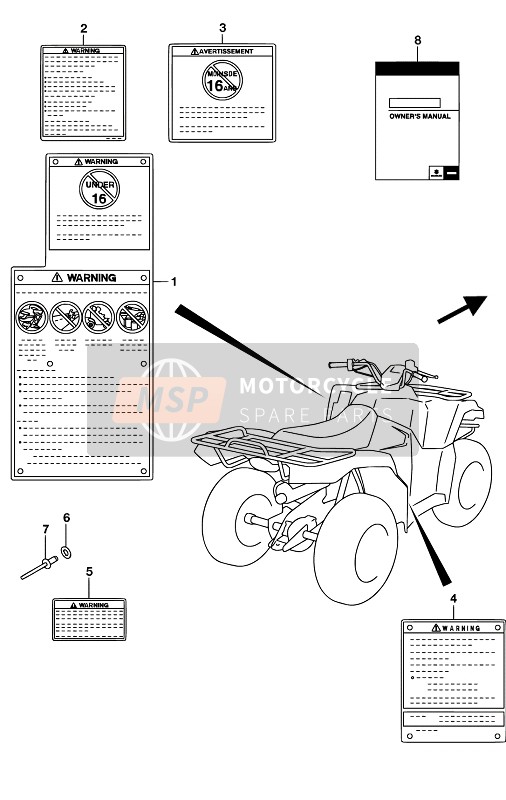 Suzuki LT-A400F KINGQUAD ASi 4X4 2017 ETIKETT für ein 2017 Suzuki LT-A400F KINGQUAD ASi 4X4
