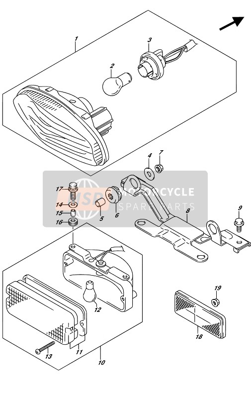 Suzuki LT-A500X KINGQUAD AXi 4X4 2017 Lampe combinée arrière pour un 2017 Suzuki LT-A500X KINGQUAD AXi 4X4