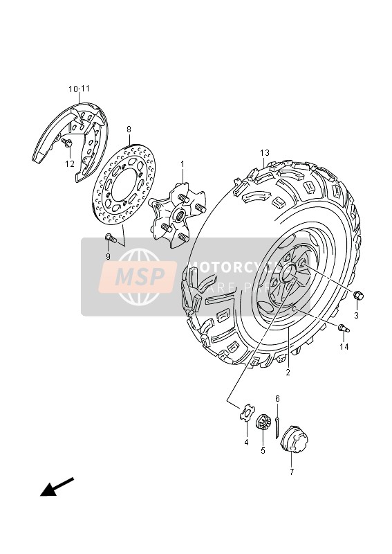 Suzuki LT-A750XP(Z) KINGQUAD AXi 4x4 2014 Front Wheel (LT-A750XP) for a 2014 Suzuki LT-A750XP(Z) KINGQUAD AXi 4x4