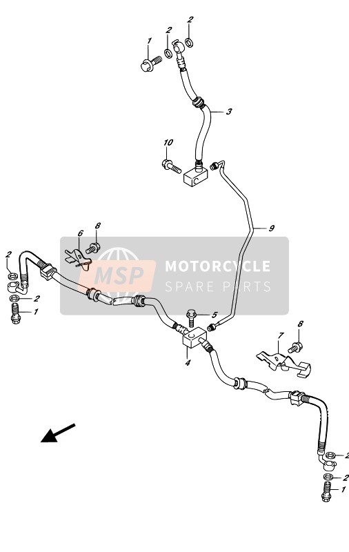 Suzuki LT-A500XP KINGQUAD AXi 4X4 2017 Front Brake Hose for a 2017 Suzuki LT-A500XP KINGQUAD AXi 4X4