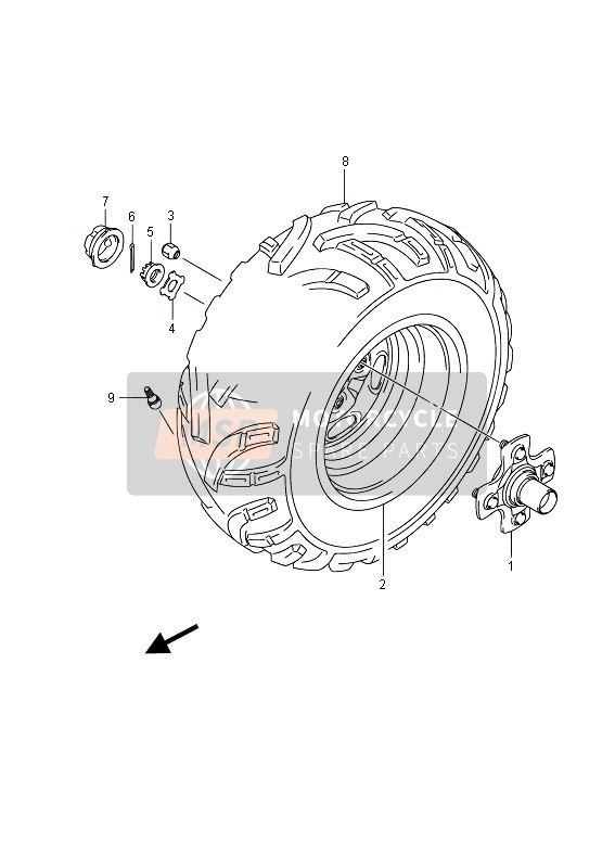 Suzuki LT-A750XP(Z) KINGQUAD AXi 4x4 2014 Right Rear Wheel (LT-A750XP) for a 2014 Suzuki LT-A750XP(Z) KINGQUAD AXi 4x4