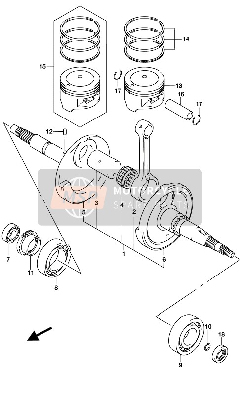 1214005G00000, Juego Segmentos, Suzuki, 1