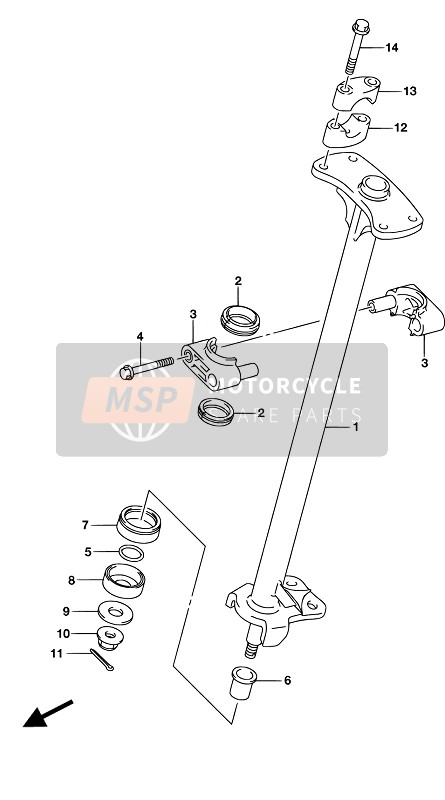 Suzuki LT-F250 2017 Eje de direccion para un 2017 Suzuki LT-F250