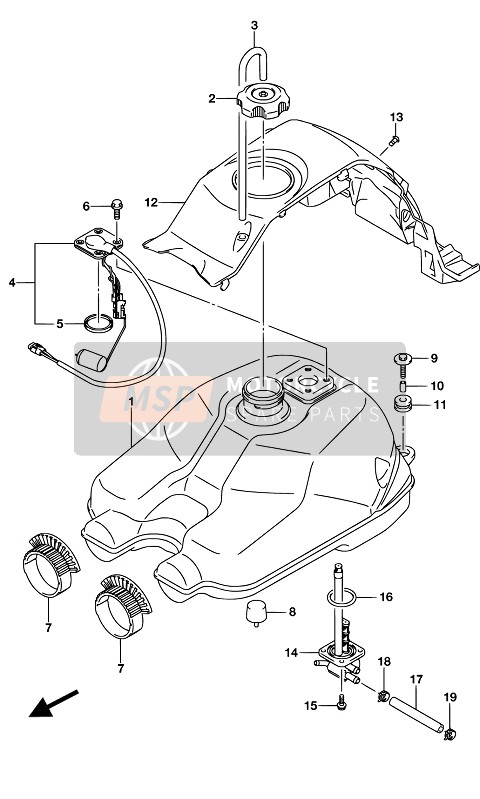 Suzuki LT-F400F KINGQUAD FSi 4X4 2017 Benzinetank voor een 2017 Suzuki LT-F400F KINGQUAD FSi 4X4