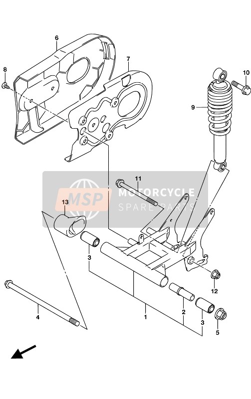 Suzuki LT-Z50 QUADSPORT 2017 Rear Swing Arm for a 2017 Suzuki LT-Z50 QUADSPORT