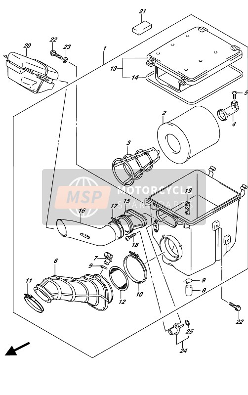 Suzuki LT-Z400 2017 Filtro de aire para un 2017 Suzuki LT-Z400