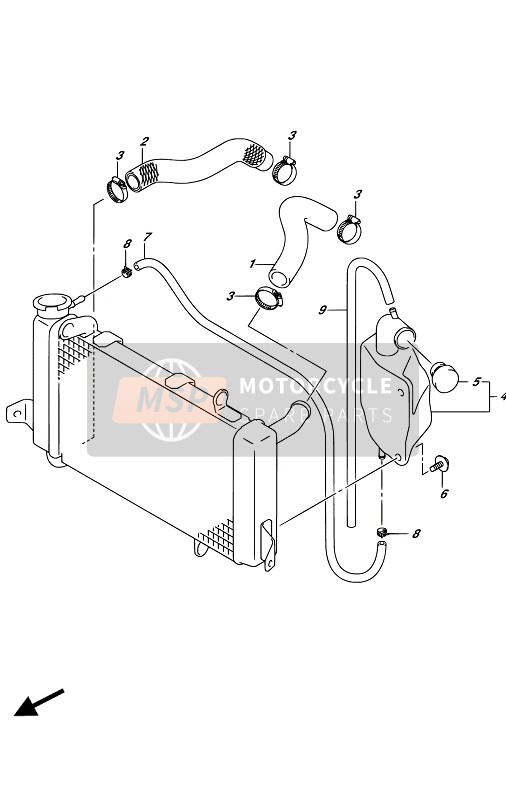 Suzuki LT-Z400 2017 Tuyau de radiateur pour un 2017 Suzuki LT-Z400