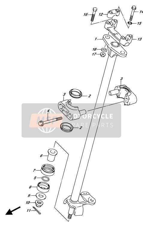 Suzuki LT-Z400 2017 Arbre de direction pour un 2017 Suzuki LT-Z400