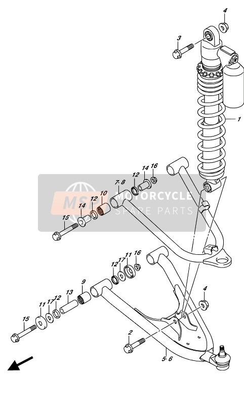 Suzuki LT-Z400 2017 Suspensión de brazo para un 2017 Suzuki LT-Z400