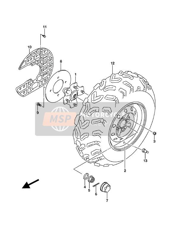 Suzuki LT-A400F KINGQUAD ASi 4X4 2018 Ruota anteriore per un 2018 Suzuki LT-A400F KINGQUAD ASi 4X4