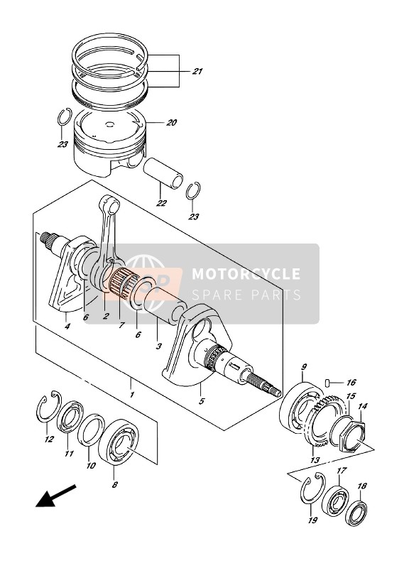 Suzuki LT-A500XP KINGQUAD AXi 4X4 2018 Crankshaft for a 2018 Suzuki LT-A500XP KINGQUAD AXi 4X4