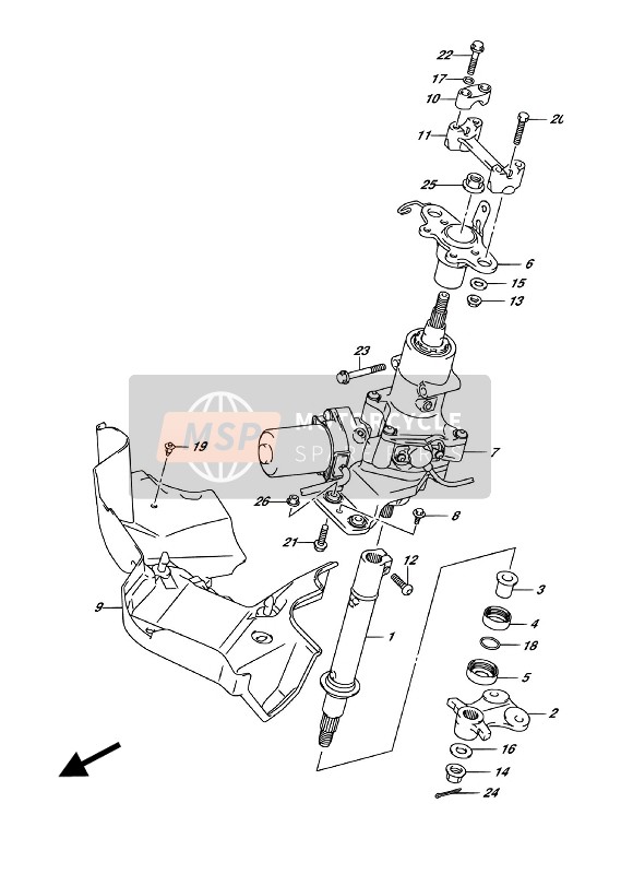 Suzuki LT-A500XP KINGQUAD AXi 4X4 2018 Steering Shaft for a 2018 Suzuki LT-A500XP KINGQUAD AXi 4X4