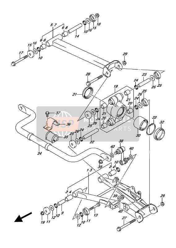 Suzuki LT-A750X KINGQUD AXi 4X4 2018 Brazo de suspensión trasera para un 2018 Suzuki LT-A750X KINGQUD AXi 4X4