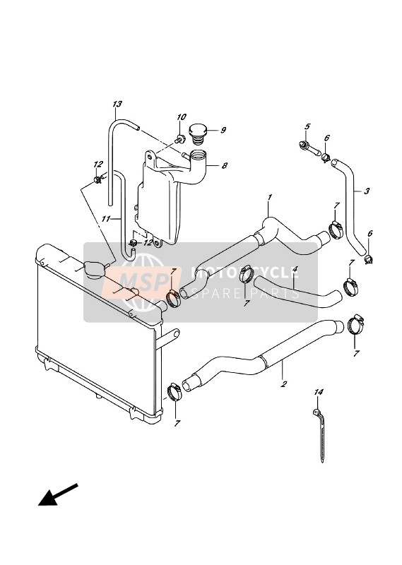 Suzuki LT-A750XP KINGQUD AXi 4X4 2018 Radiator Hose for a 2018 Suzuki LT-A750XP KINGQUD AXi 4X4