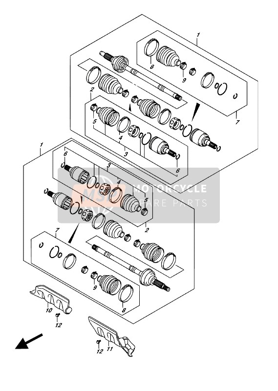 Suzuki LT-A750XP KINGQUD AXi 4X4 2018 Eje de transmisión delantero para un 2018 Suzuki LT-A750XP KINGQUD AXi 4X4