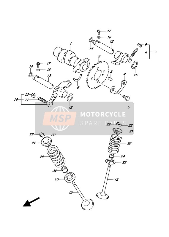 Suzuki LT-F250 2018 Nokkenas & Klep voor een 2018 Suzuki LT-F250