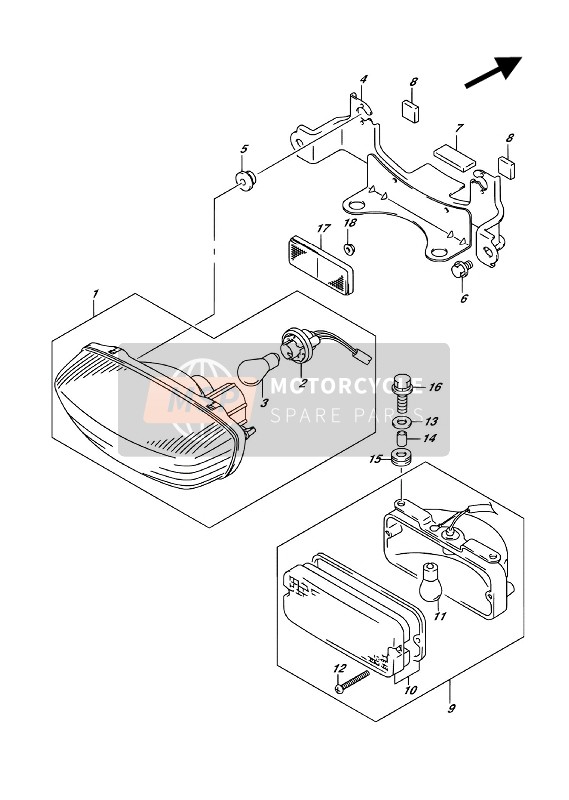 Suzuki LT-F250 2018 Lámpara de combinación trasera para un 2018 Suzuki LT-F250