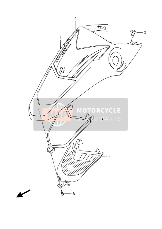 Suzuki LT-Z50 2014 Midden spatbord voor een 2014 Suzuki LT-Z50