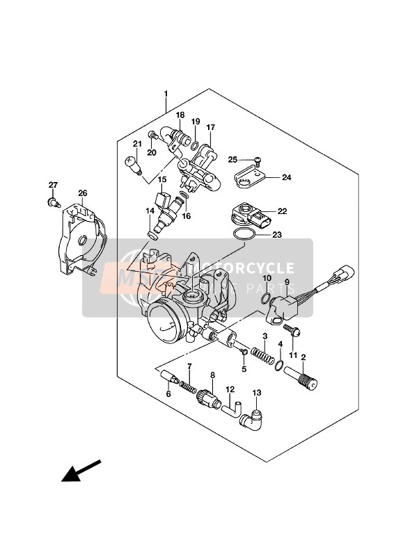 Suzuki LT-F400F KINGQUAD FSi 4X4 2018 Gasklephuis voor een 2018 Suzuki LT-F400F KINGQUAD FSi 4X4