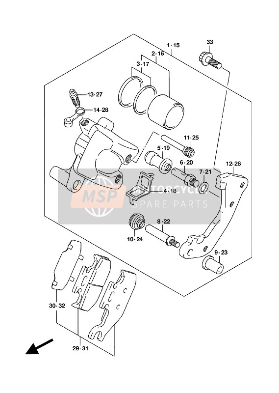 Suzuki LT-F400F KINGQUAD FSi 4X4 2018 Remklauw Voorzijde voor een 2018 Suzuki LT-F400F KINGQUAD FSi 4X4