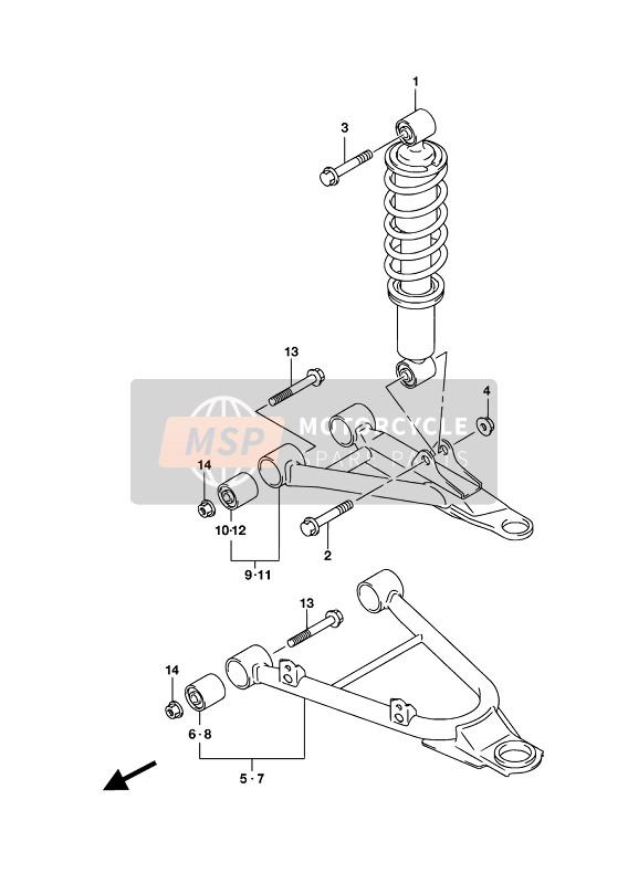 Suzuki LT-A400F KINGQUAD ASi 4X4 2019 Suspensión de brazo para un 2019 Suzuki LT-A400F KINGQUAD ASi 4X4