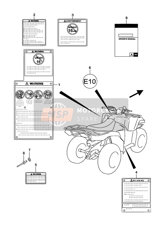 Suzuki LT-F400F KINGQUAD FSi 4X4 2019 LABEL for a 2019 Suzuki LT-F400F KINGQUAD FSi 4X4