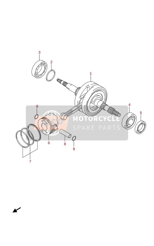 Suzuki LT-Z90 QUADSPORT 2019 Cigüeñal para un 2019 Suzuki LT-Z90 QUADSPORT