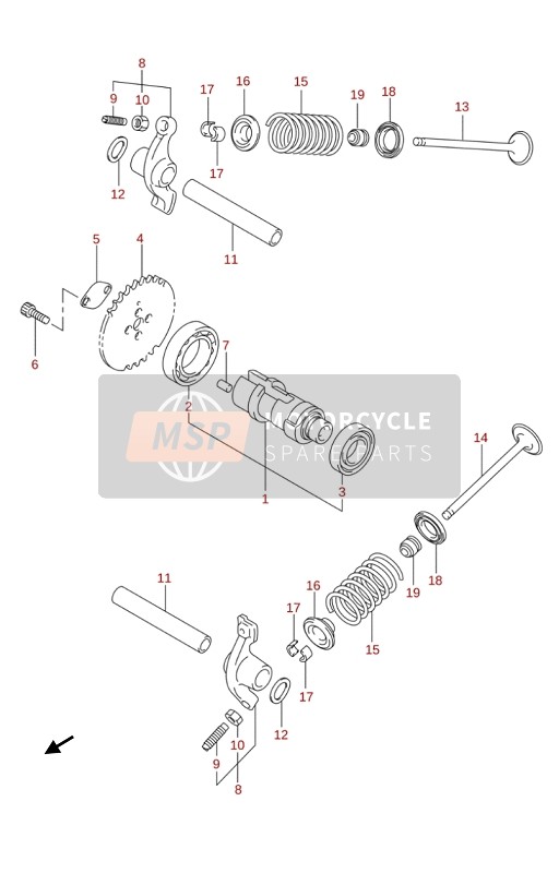 Suzuki LT-Z90 QUADSPORT 2019 Albero A Camme & Valvola per un 2019 Suzuki LT-Z90 QUADSPORT