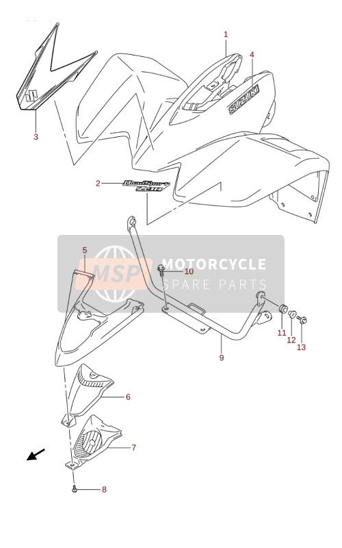 Suzuki LT-Z90 QUADSPORT 2019 Voorspatbord voor een 2019 Suzuki LT-Z90 QUADSPORT