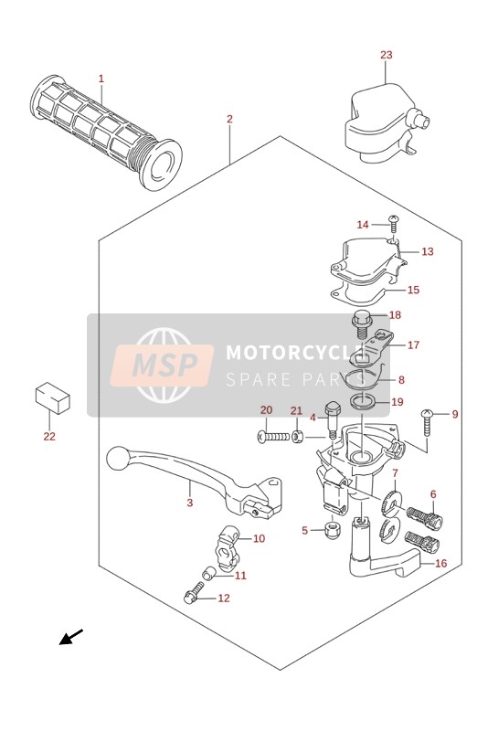 Suzuki LT-Z90 QUADSPORT 2019 RH Palanca de la manija para un 2019 Suzuki LT-Z90 QUADSPORT