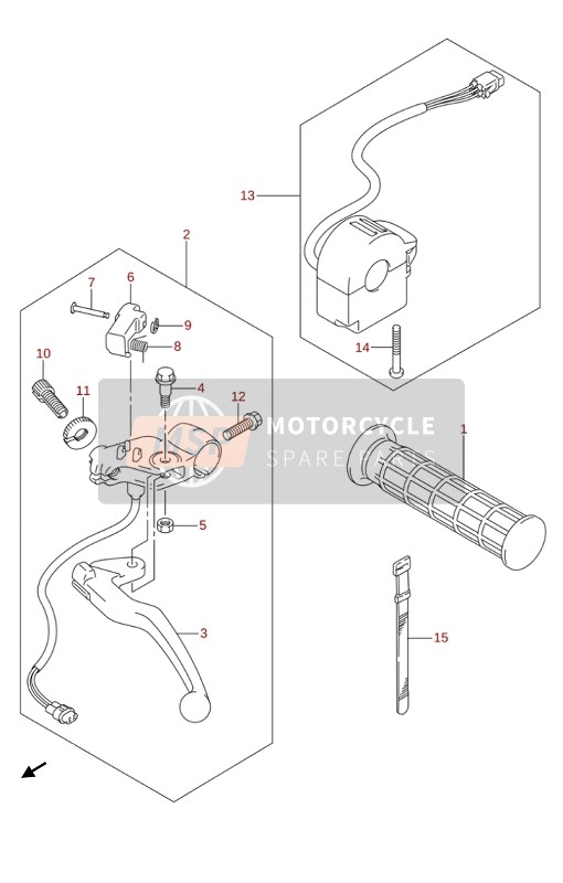 Suzuki LT-Z90 QUADSPORT 2019 LH Palanca de la manija para un 2019 Suzuki LT-Z90 QUADSPORT