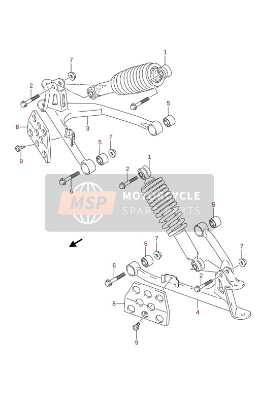 Suzuki LT-Z90 QUADSPORT 2019 Bras de suspension pour un 2019 Suzuki LT-Z90 QUADSPORT