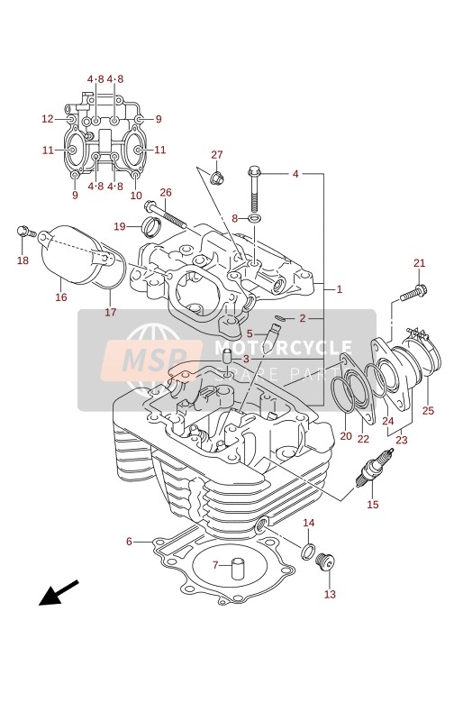 Suzuki LT-A400F KINGQUAD ASi 4X4 2020 Cabeza de cilindro para un 2020 Suzuki LT-A400F KINGQUAD ASi 4X4