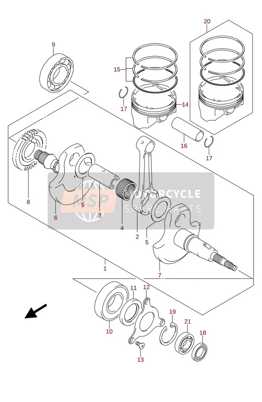 Suzuki LT-A400F KINGQUAD ASi 4X4 2020 Vilebrequin pour un 2020 Suzuki LT-A400F KINGQUAD ASi 4X4