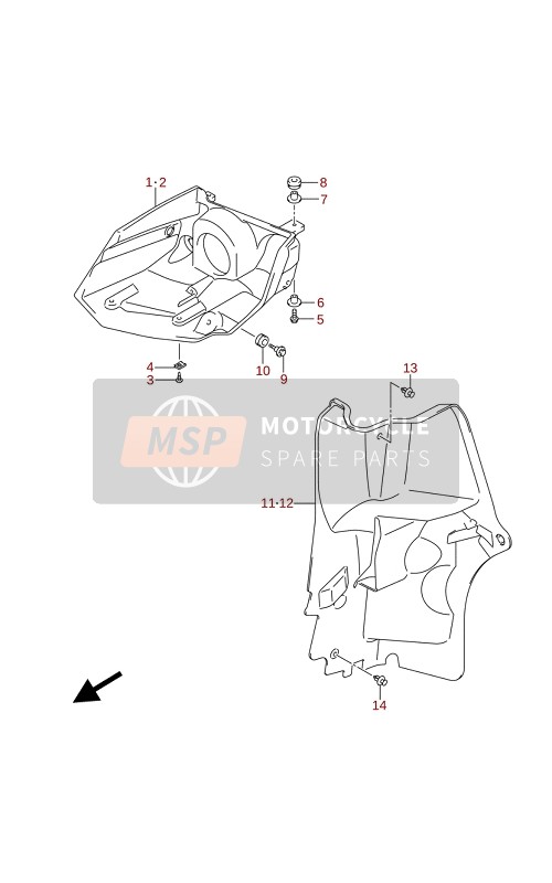 Suzuki LT-A400F KINGQUAD ASi 4X4 2020 Alloggiamento della lampada anteriore per un 2020 Suzuki LT-A400F KINGQUAD ASi 4X4