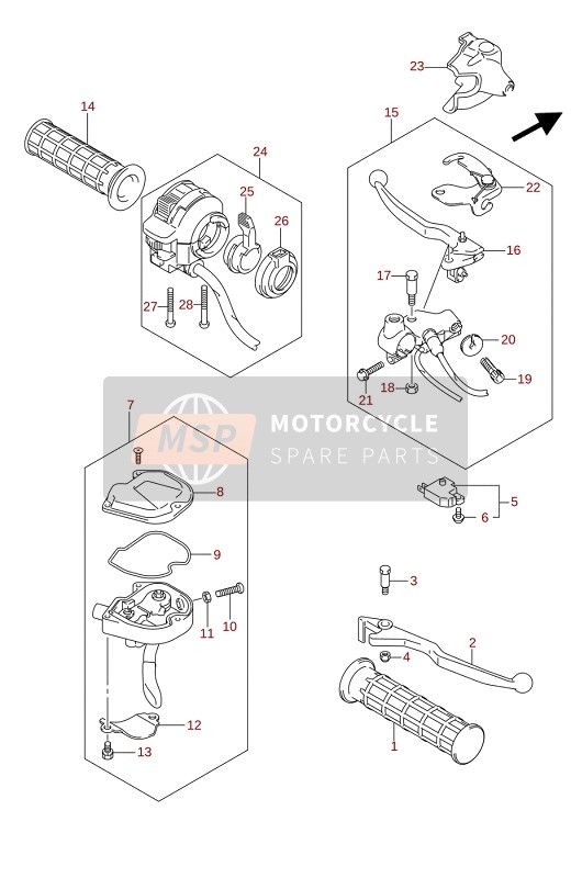 Suzuki LT-A400F KINGQUAD ASi 4X4 2020 Levier de poignée pour un 2020 Suzuki LT-A400F KINGQUAD ASi 4X4