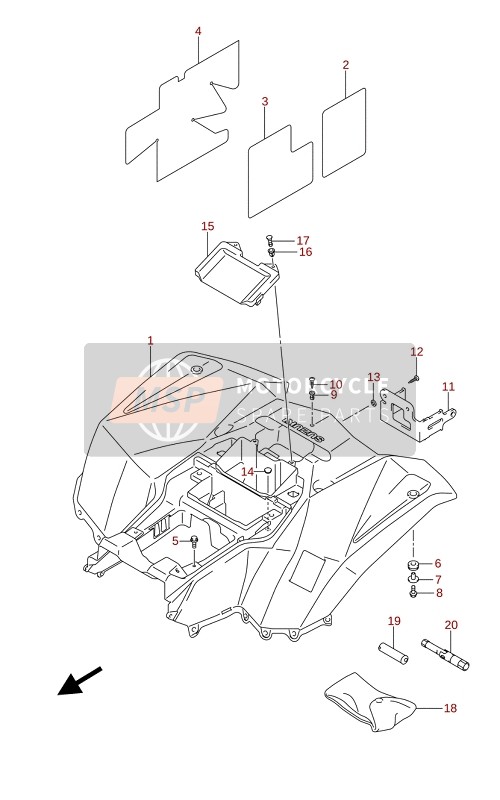 Suzuki LT-A400F KINGQUAD ASi 4X4 2020 Achterspatbord voor een 2020 Suzuki LT-A400F KINGQUAD ASi 4X4