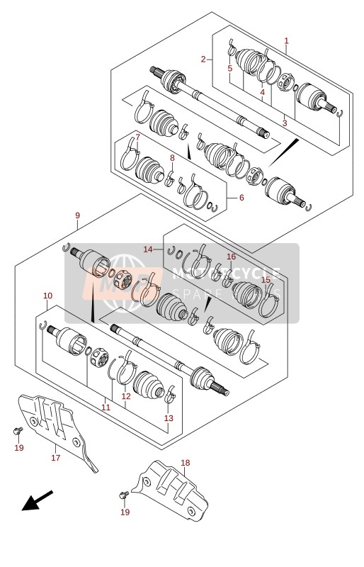 Suzuki LT-A400F KINGQUAD ASi 4X4 2020 Albero di trasmissione anteriore per un 2020 Suzuki LT-A400F KINGQUAD ASi 4X4